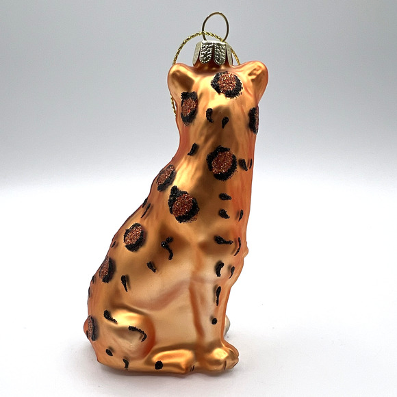 Cheetah Animal Glass and Glitter Christmas Ornament, 4.25" Tall EUC - Picture 5 of 10